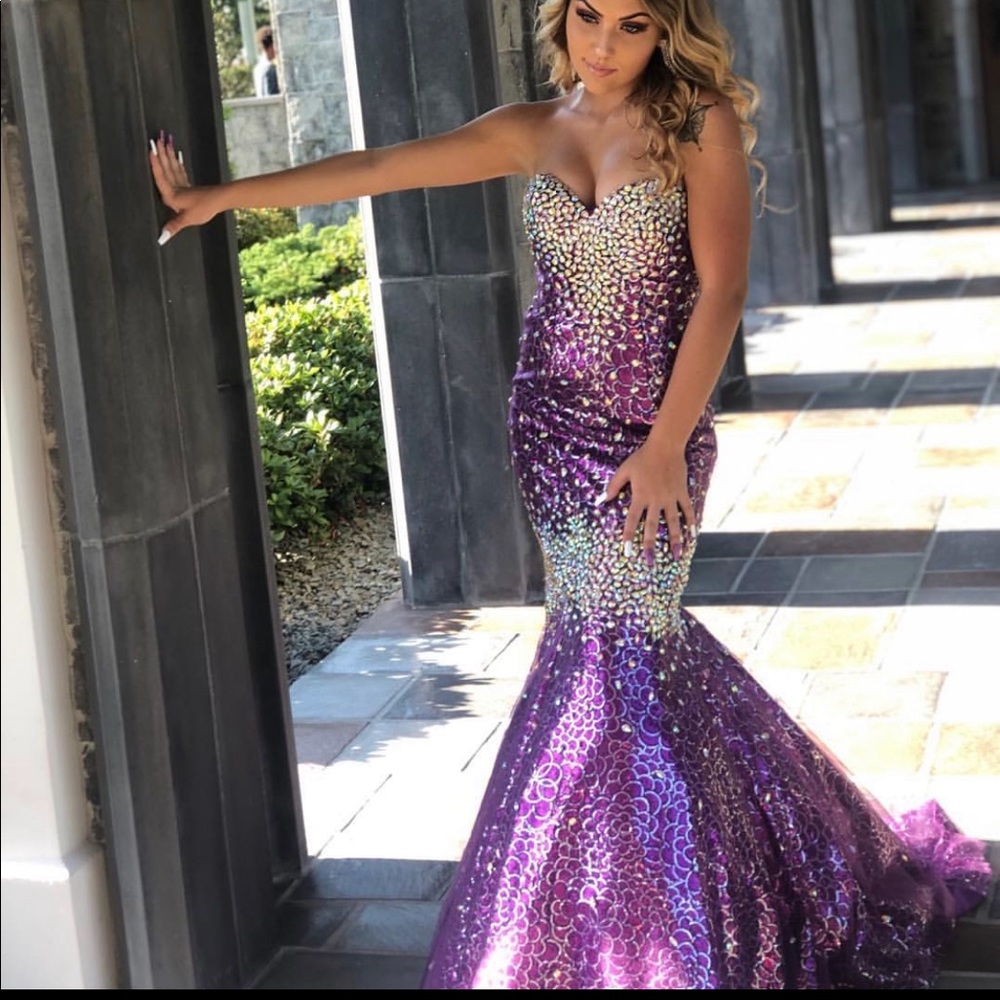 Purple sequin mermaid Prom Dress💜💜
